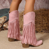 Casual Daily Fringed Trim Patchwork Solid Color Pointed Comfortable Shoes