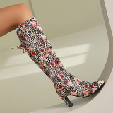 Casual Daily Lace Up Patchwork Pointed Comfortable Shoes (Heel Height 2.95in)