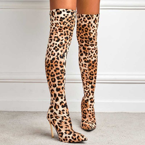 Casual Daily Leopard Pointed Shoes  (Heel Height 4.33in)