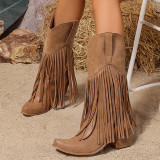 Casual Daily Fringed Trim Patchwork Solid Color Pointed Comfortable Shoes