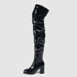 Casual Solid Color Pointed Leather Shoes (Heel Height 2.95in)