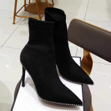 Casual Patchwork Solid Color Rhinestone Pointed Out Door Shoes (Heel Height 2.75in)
