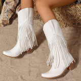 Casual Daily Fringed Trim Patchwork Solid Color Pointed Comfortable Shoes