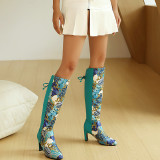 Casual Daily Lace Up Patchwork Pointed Comfortable Shoes (Heel Height 2.95in)