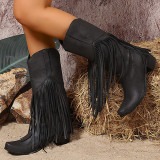 Casual Daily Fringed Trim Patchwork Solid Color Pointed Comfortable Shoes