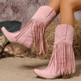 Casual Daily Fringed Trim Patchwork Solid Color Pointed Comfortable Shoes