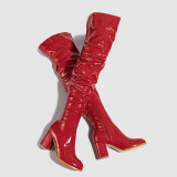 Casual Solid Color Pointed Leather Shoes (Heel Height 2.95in)