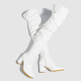 Casual Solid Color Pointed Leather Shoes (Heel Height 2.95in)