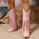 Casual Daily Fringed Trim Patchwork Solid Color Pointed Comfortable Shoes