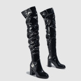 Casual Solid Color Pointed Leather Shoes (Heel Height 2.95in)