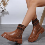 Casual Patchwork Solid Color Round Keep Warm Comfortable Out Door Shoes