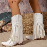Casual Daily Fringed Trim Patchwork Solid Color Pointed Comfortable Shoes