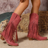 Casual Daily Fringed Trim Patchwork Solid Color Pointed Comfortable Shoes