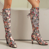 Casual Daily Lace Up Patchwork Pointed Comfortable Shoes (Heel Height 2.95in)