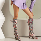 Casual Daily Lace Up Patchwork Pointed Comfortable Shoes (Heel Height 2.95in)