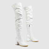Casual Solid Color Pointed Leather Shoes (Heel Height 2.95in)