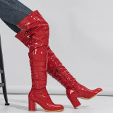 Casual Solid Color Pointed Leather Shoes (Heel Height 2.95in)