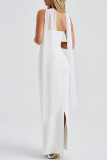 Elegant Solid Color Patchwork Backless Slit Strapless Three Pieces