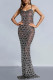 Sexy Hot Drilling See-Through Backless Slit Spaghetti Strap Long Dresses