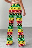Casual Print Patchwork Regular Mid Waist Speaker Full Print Bottoms
