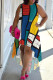 Casual Print Patchwork O Neck Irregular Plus Size Dresses