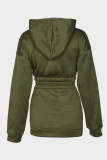 Casual Solid Color Pocket Hooded Long Sleeve Two Pieces