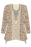 Casual Daily Floral Print Irregular Contrast O Neck Tops