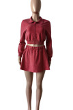 Casual Solid Color Patchwork Zipper Zipper Collar Long Sleeve Two Pieces
