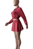 Casual Solid Color Patchwork Zipper Zipper Collar Long Sleeve Two Pieces