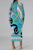 Casual Street Floral Print Contrast O Neck Printed Dresses