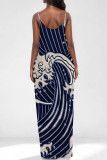 Sexy Geometric Print Polka Dot Pocket Contrast V Neck Printed Dresses