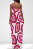 Sexy Geometric Print Polka Dot Pocket Contrast V Neck Printed Dresses