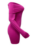 Sexy Solid Color Patchwork Backless Off Shoulder Wrapped Skirt Dresses