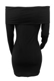 Sexy Solid Color Patchwork Backless Off Shoulder Wrapped Skirt Dresses