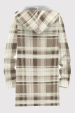 Casual Print Pocket Patchwork Zipper Contrast Hooded Outerwear