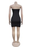 Sexy Solid Color Backless Hot Drill Strapless Wrapped Skirt Dresses