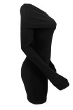 Sexy Solid Color Patchwork Backless Off Shoulder Wrapped Skirt Dresses
