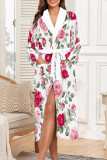 Daily Animal Print Floral Print Lace Up Contrast Sleepwear