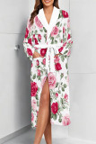 Daily Animal Print Floral Print Lace Up Contrast Sleepwear