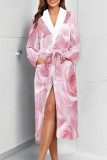 Daily Animal Print Floral Print Lace Up Contrast Sleepwear