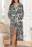 Sexy Geometric Print Snakeskin Print Gradient Lace Up Contrast Sleepwear