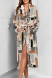 Sexy Geometric Print Snakeskin Print Gradient Lace Up Contrast Sleepwear