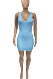 Sexy Solid Patchwork V Neck A Line Dresses