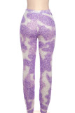 Casual Patchwork Skinny Mid Waist Pencil Patchwork Bottoms