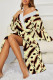 Sexy Geometric Print Snakeskin Print Gradient Lace Up Contrast Sleepwear