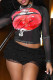 Casual Print Patchwork O Neck Tops