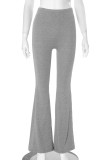 Casual Solid Color Patchwork Bodycon Mid Waist Speaker Patchwork Bottoms