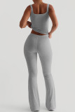 Casual Solid Color Patchwork Bodycon Mid Waist Speaker Patchwork Bottoms