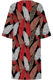 Casual Floral Print Contrast V Neck Printed Dresses