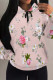 Casual Daily Floral Print Draw String Pocket Contrast Hooded Tops